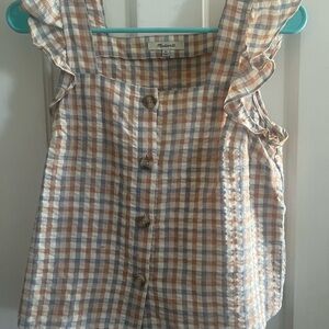 Madewell Plaid Ruffle Top